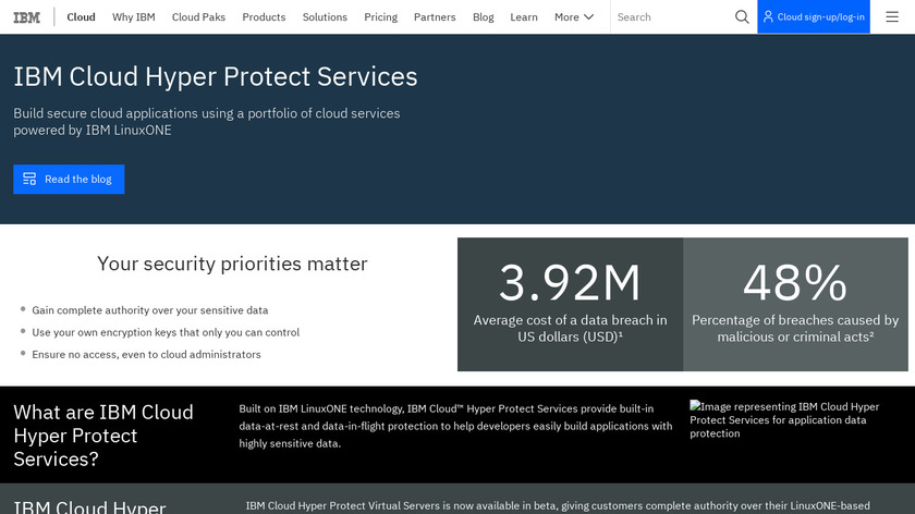 IBM Hyper Protect Services Landing Page