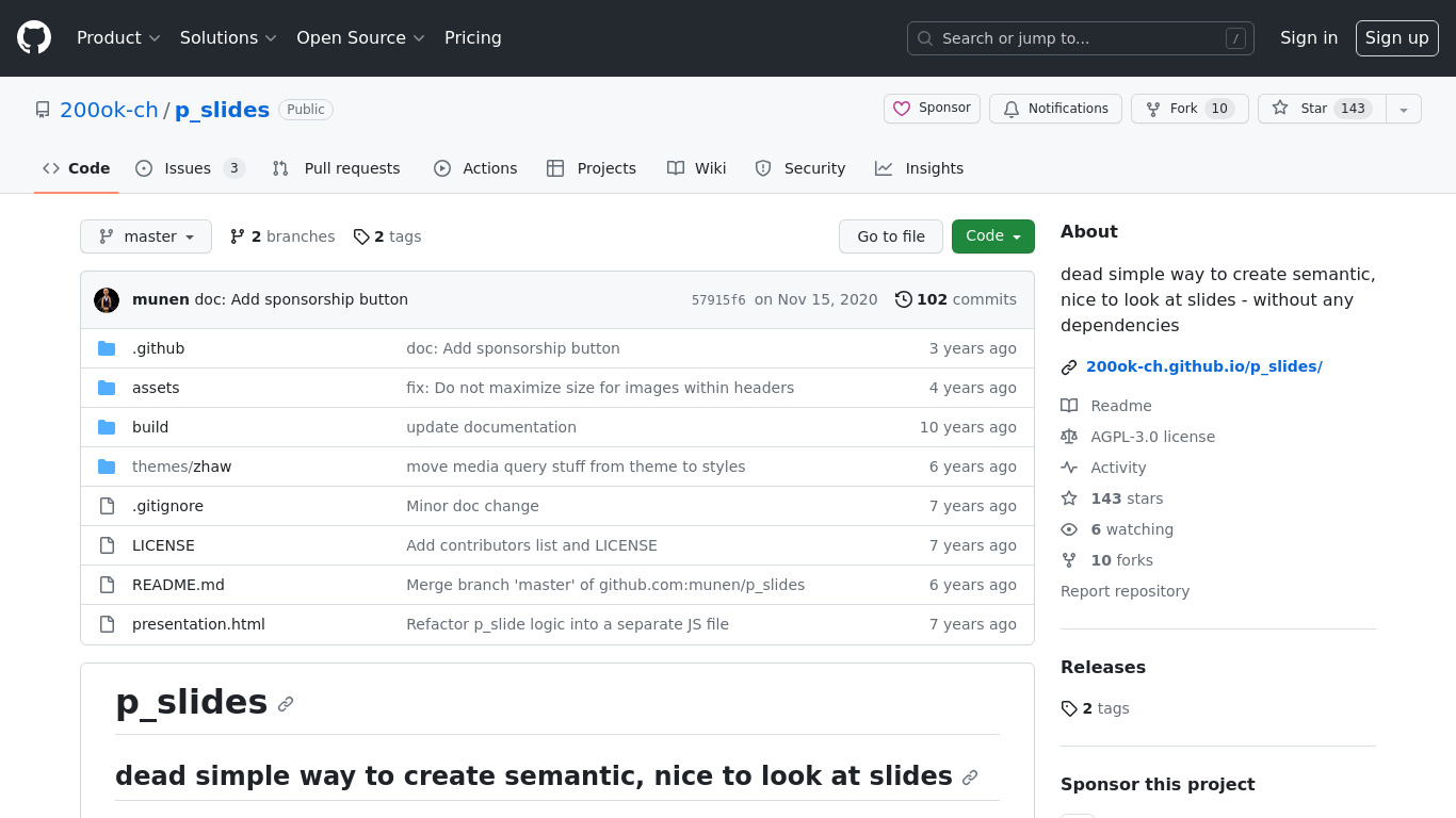 p_slides Landing page
