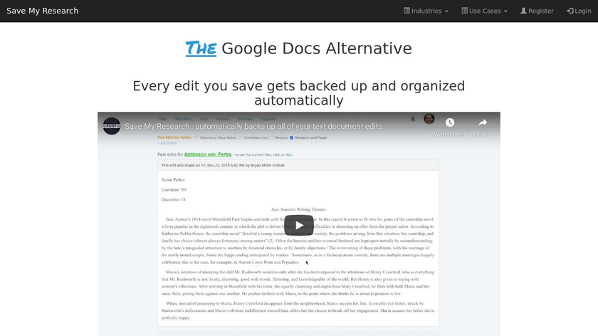 Save My Research Landing Page