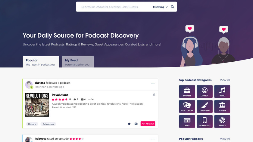 Podchaser Landing Page