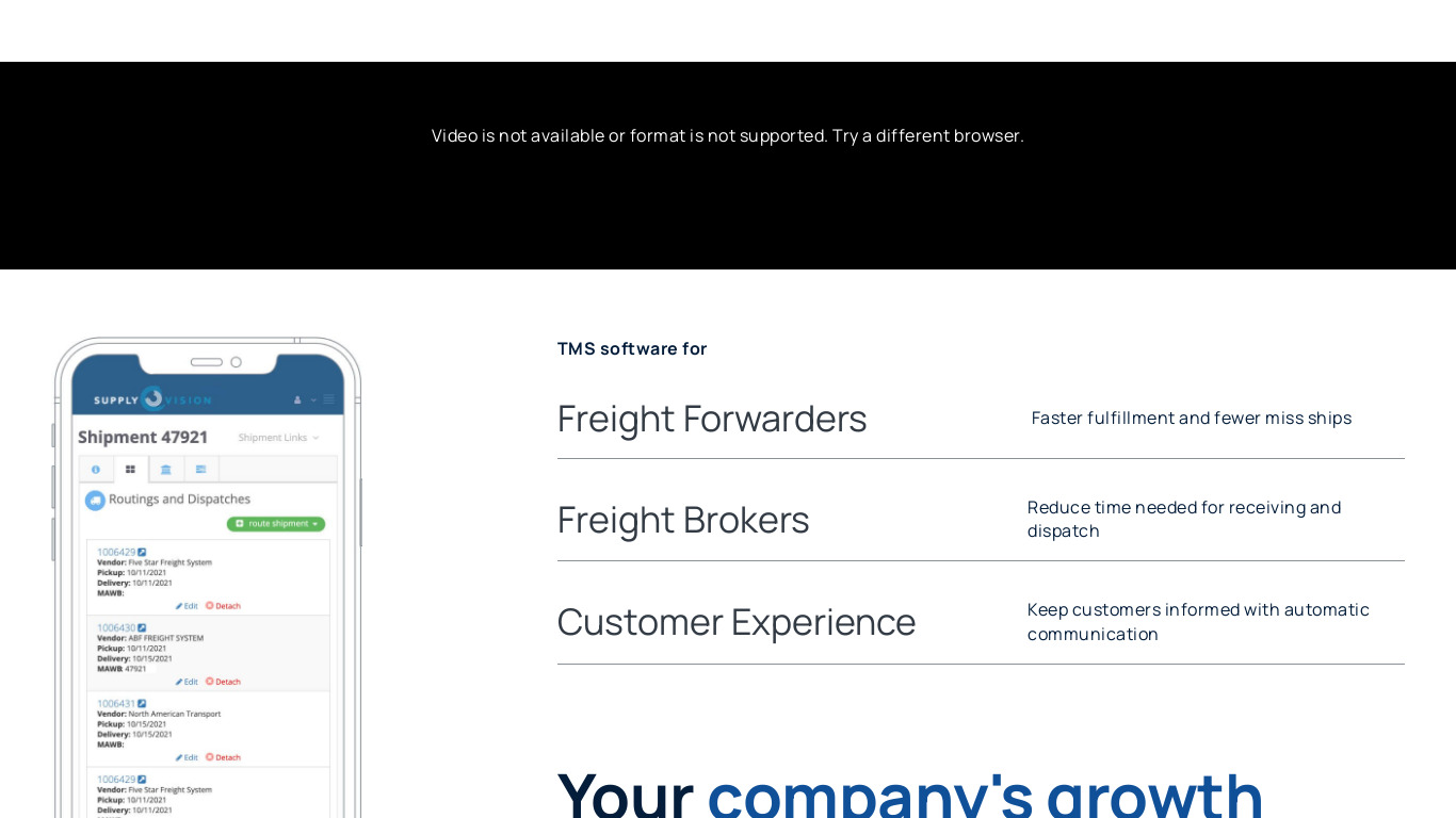 Supply Vision Landing page