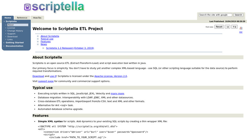 Scriptella Landing Page
