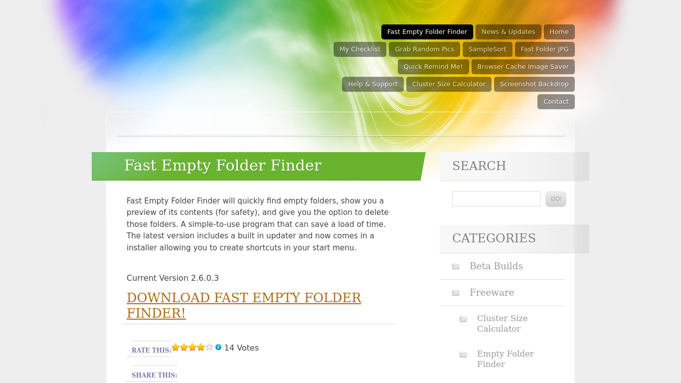 Fast Empty Folder Finder Landing page