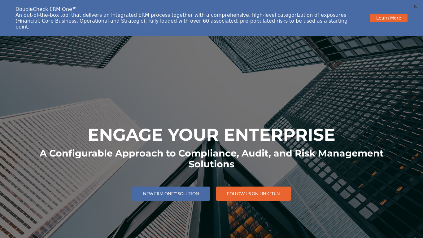 DoubleCheck Risk Management Landing page