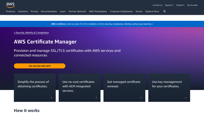 AWS Certificate Manager Landing Page