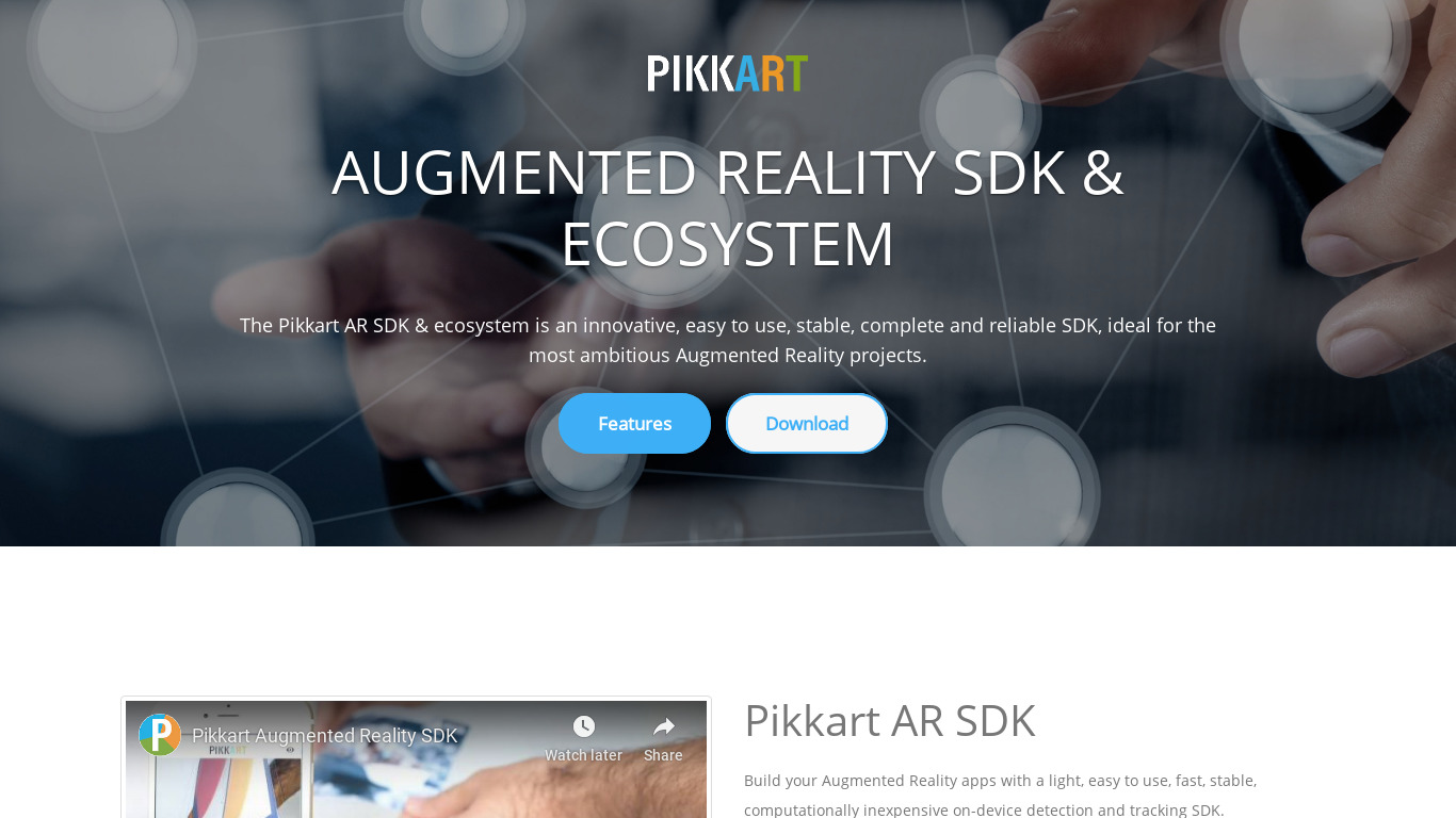 Pikkart AR SDK Landing page