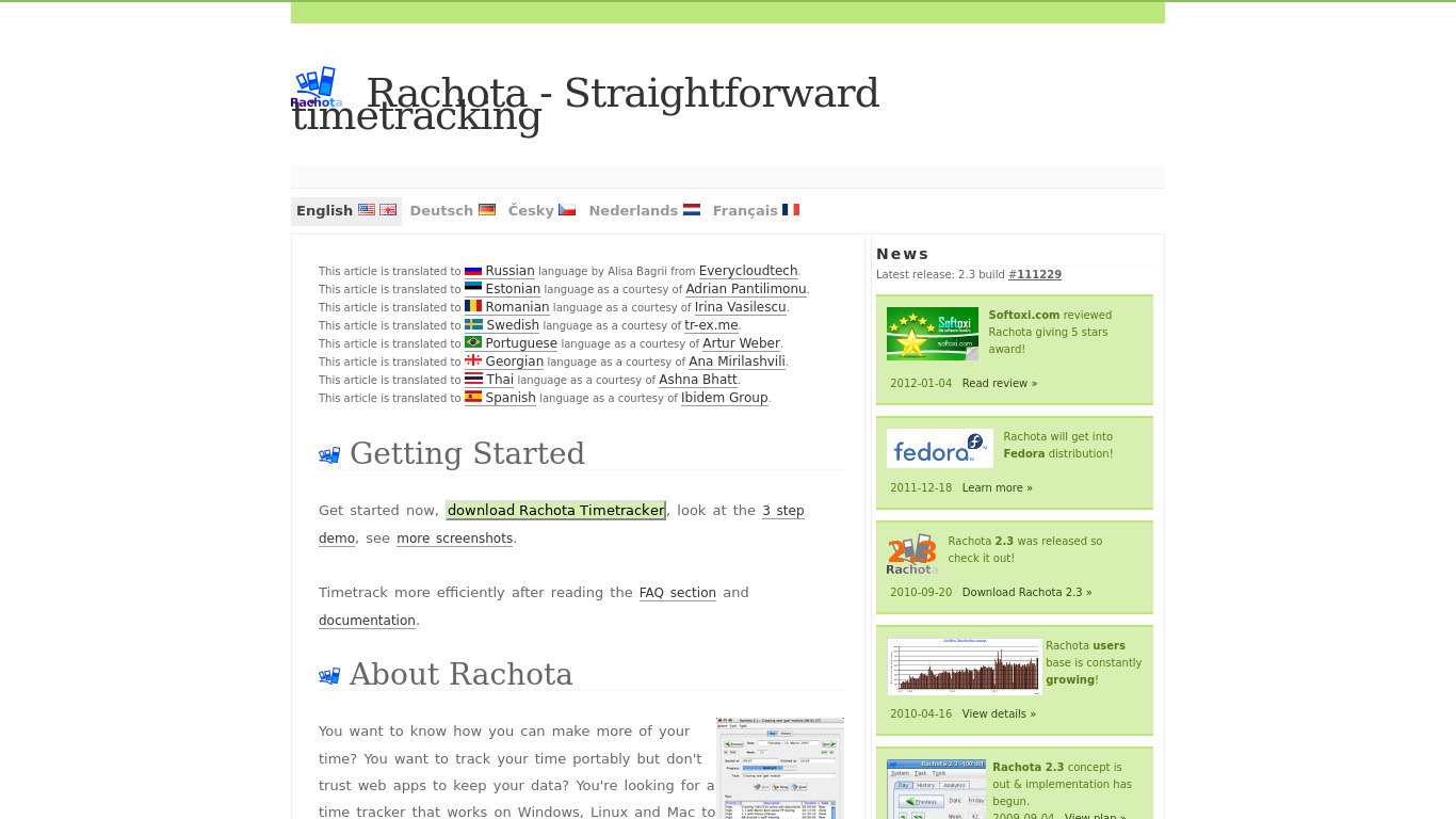 Rachota Landing page