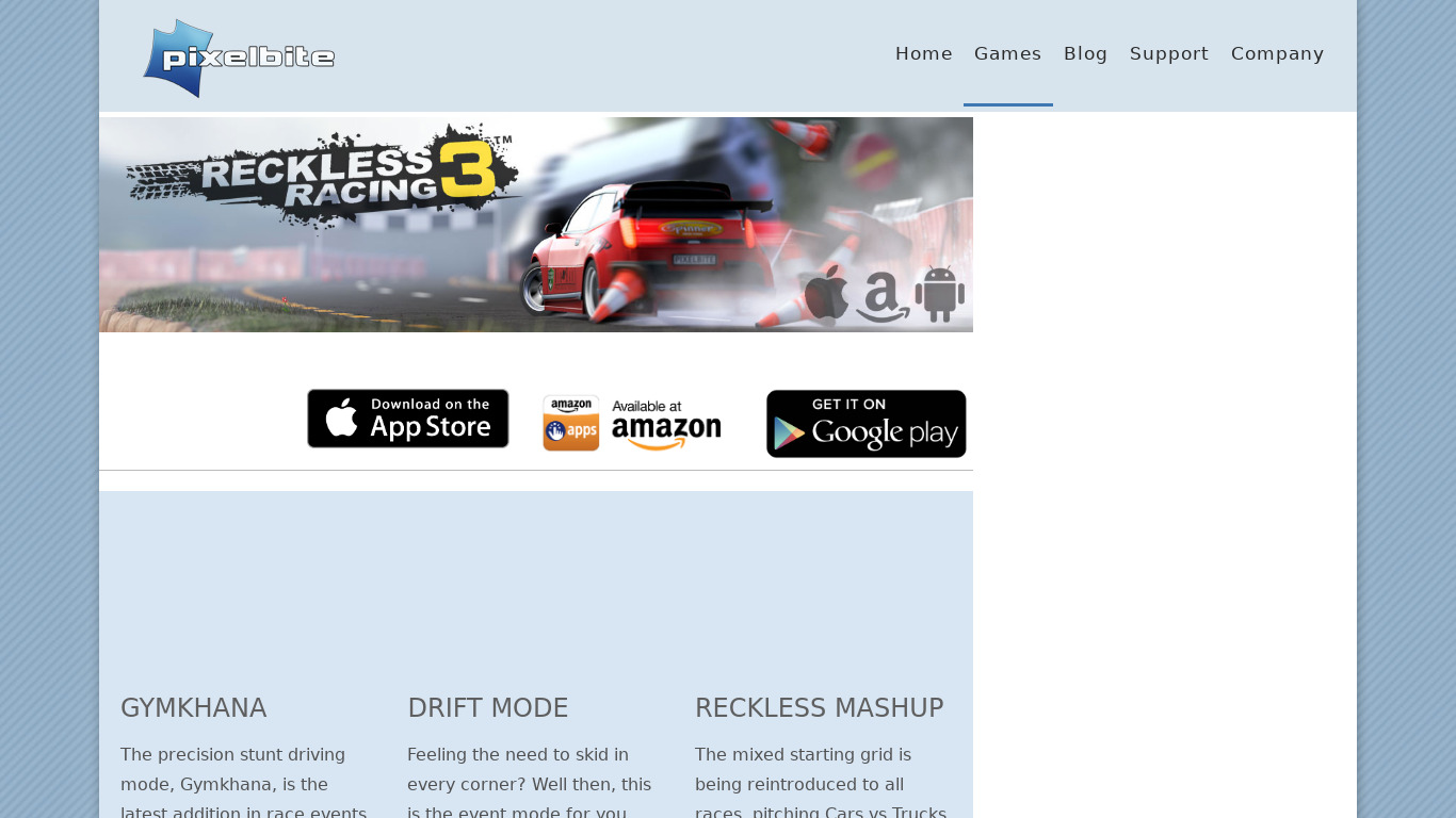 Reckless Racing Landing page