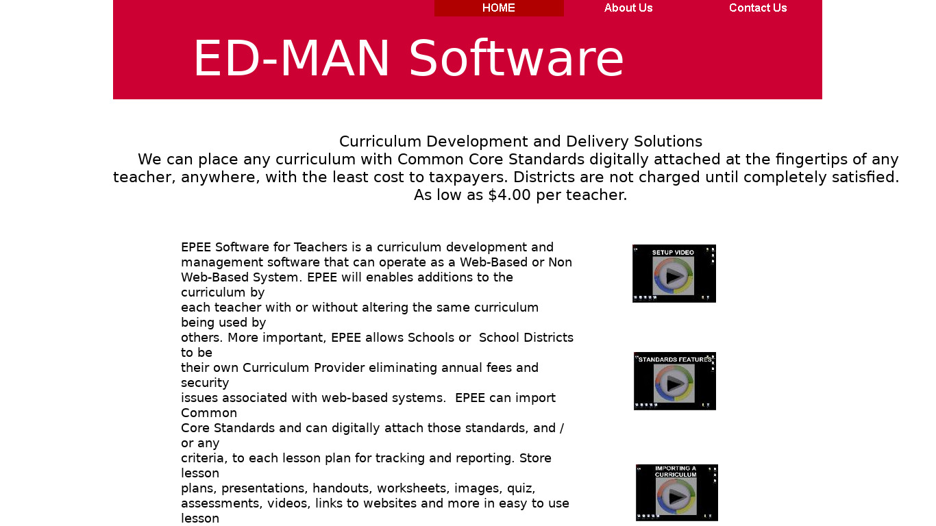 EPEE Software for Teachers Landing page