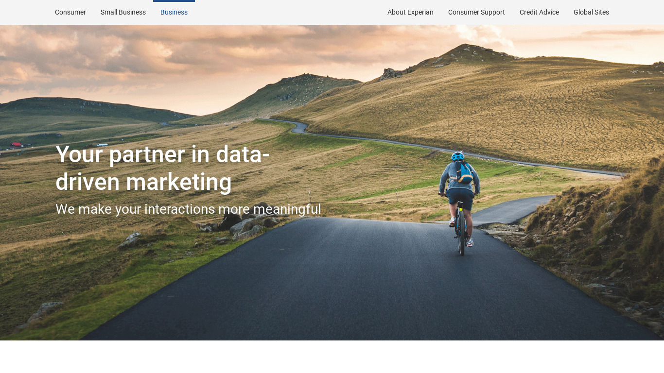 Experian Marketing Landing page