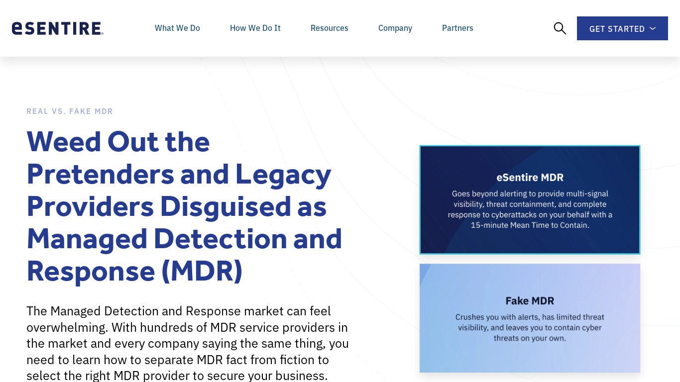 eSentire Managed Detection and Response Landing page