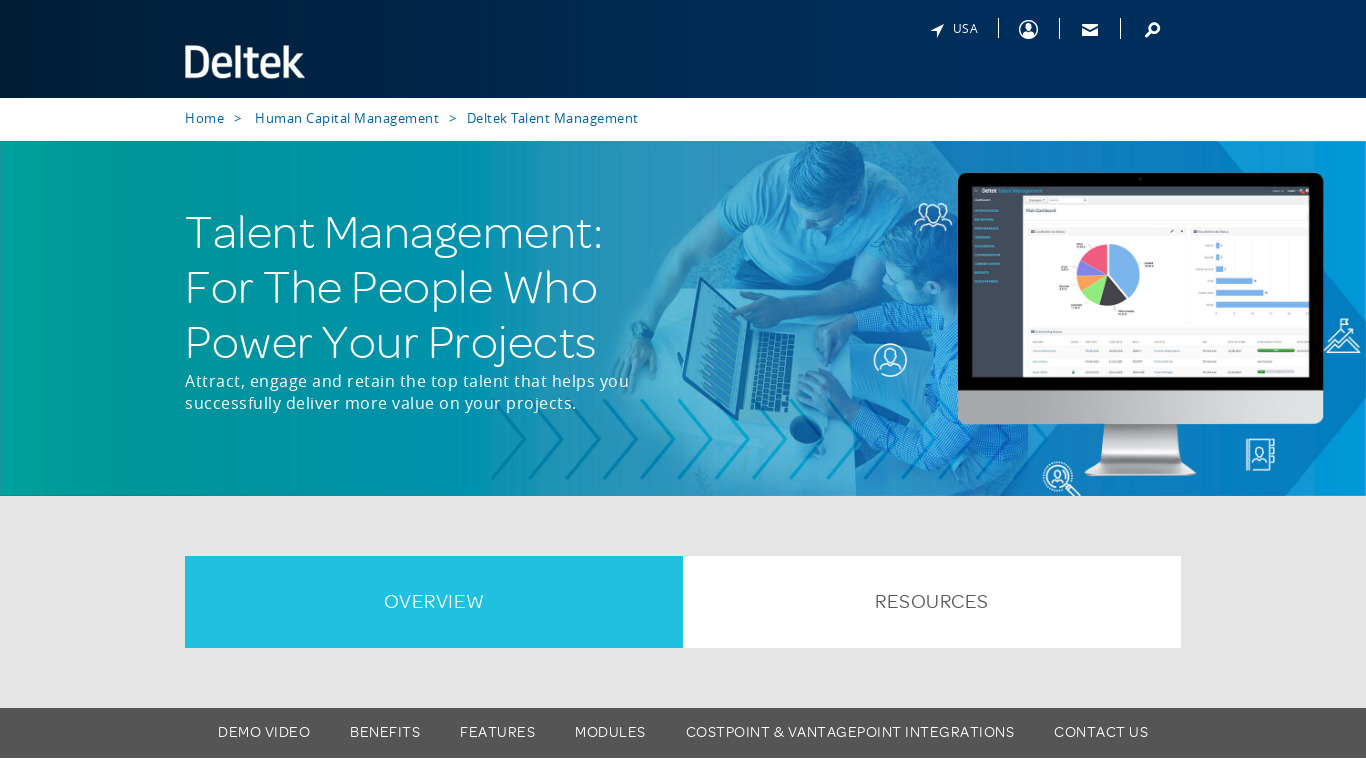 Deltek Talent Management Landing page