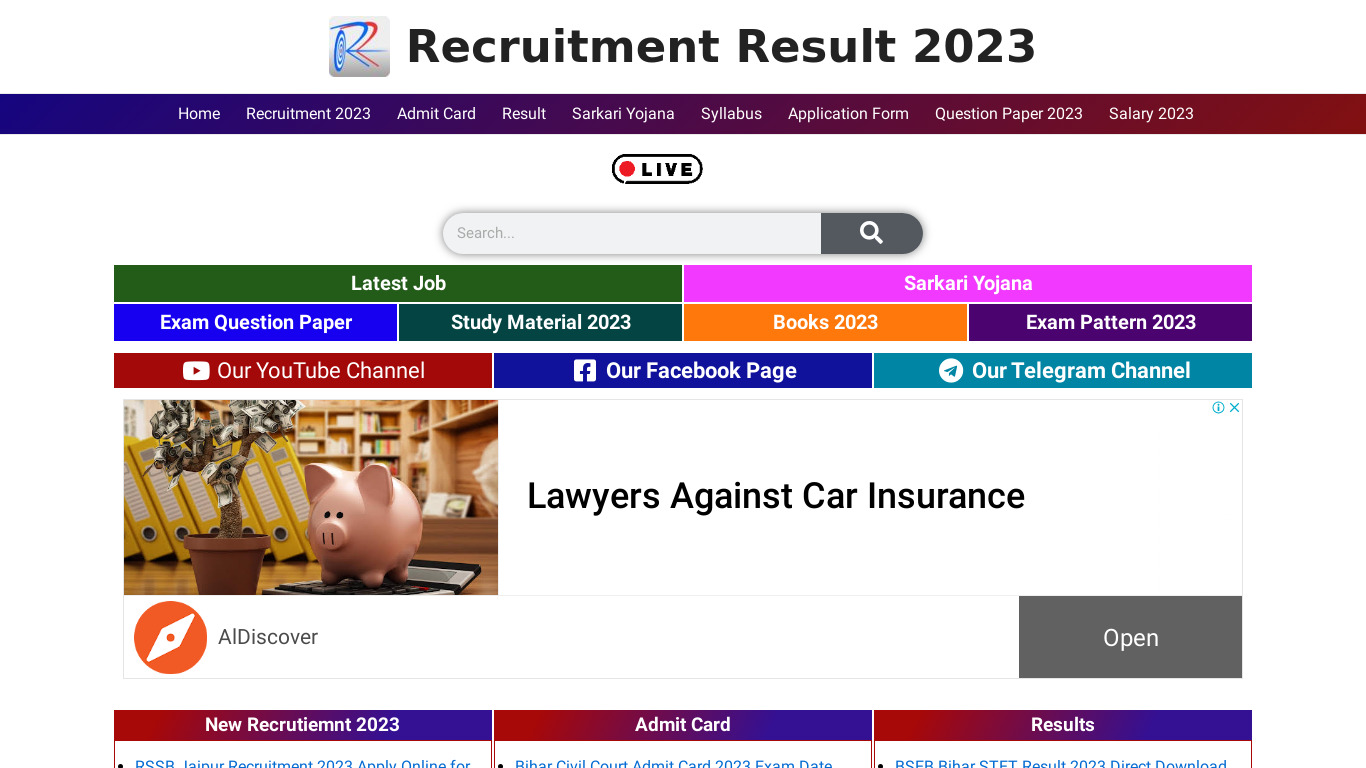 Recruitment Result Landing page