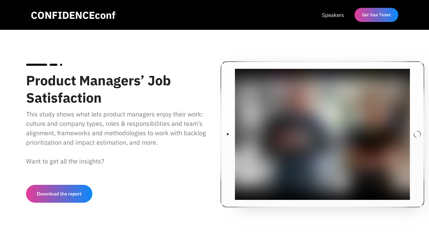 Product Managers Job Satisfaction Landing page