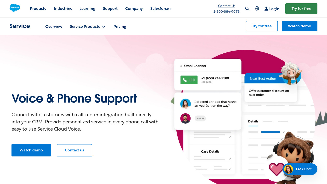 Cloud Call Center Landing page
