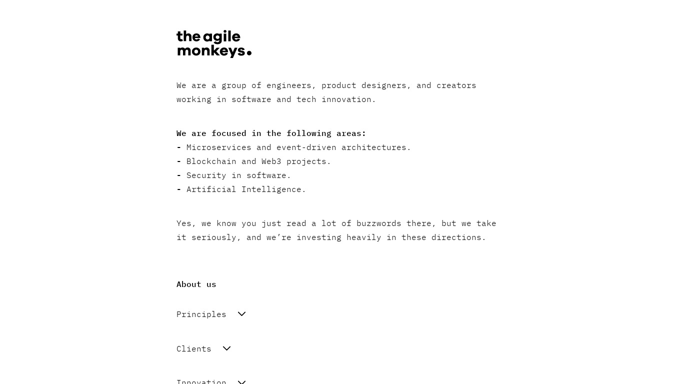 TheAgileMonkeys Landing page
