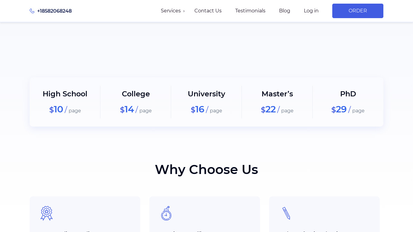 ProWritingService Landing page
