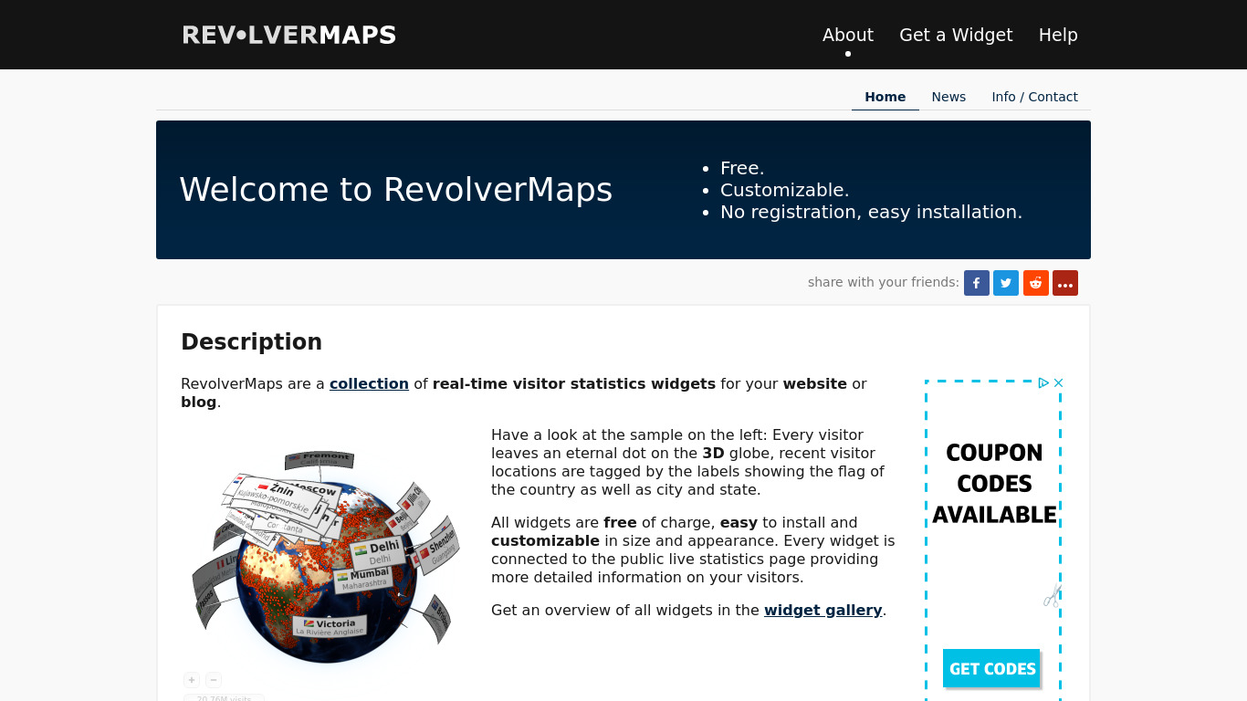 RevolverMaps Landing page
