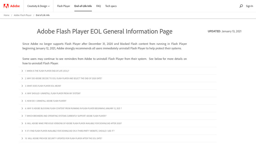 Adobe Flex Landing Page