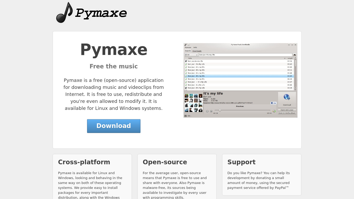 Pymaxe Landing page