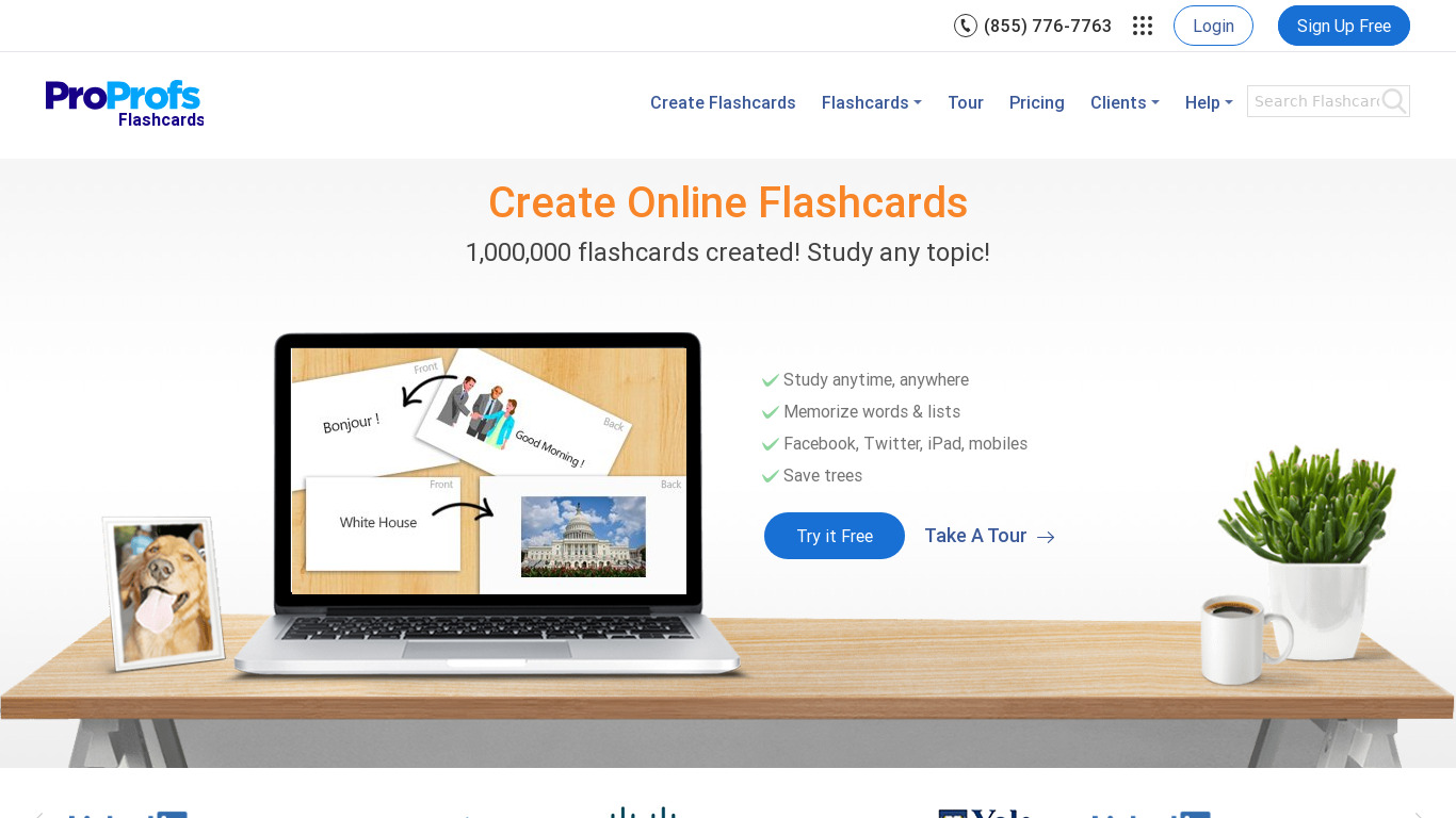 ProProfs Flashcards Maker Landing page