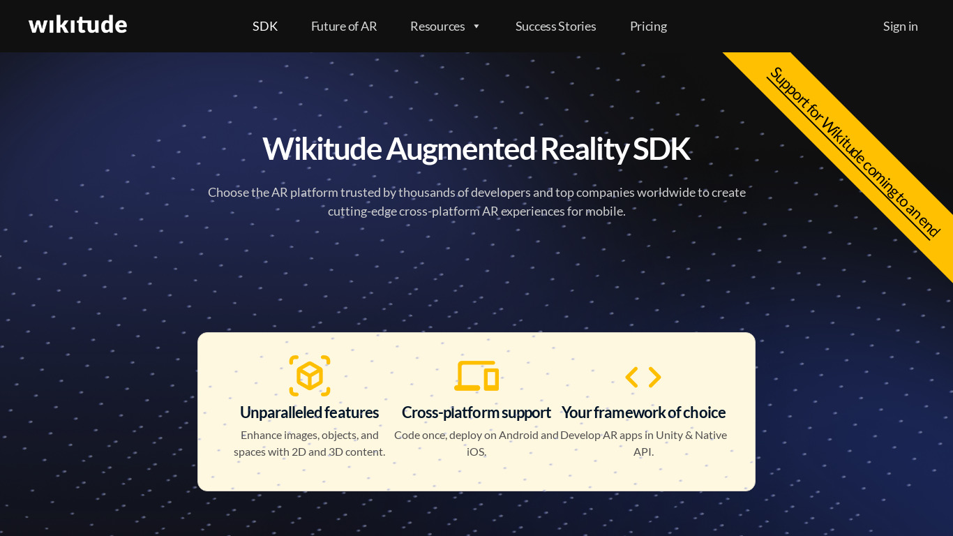 Wikitude SDK Landing page