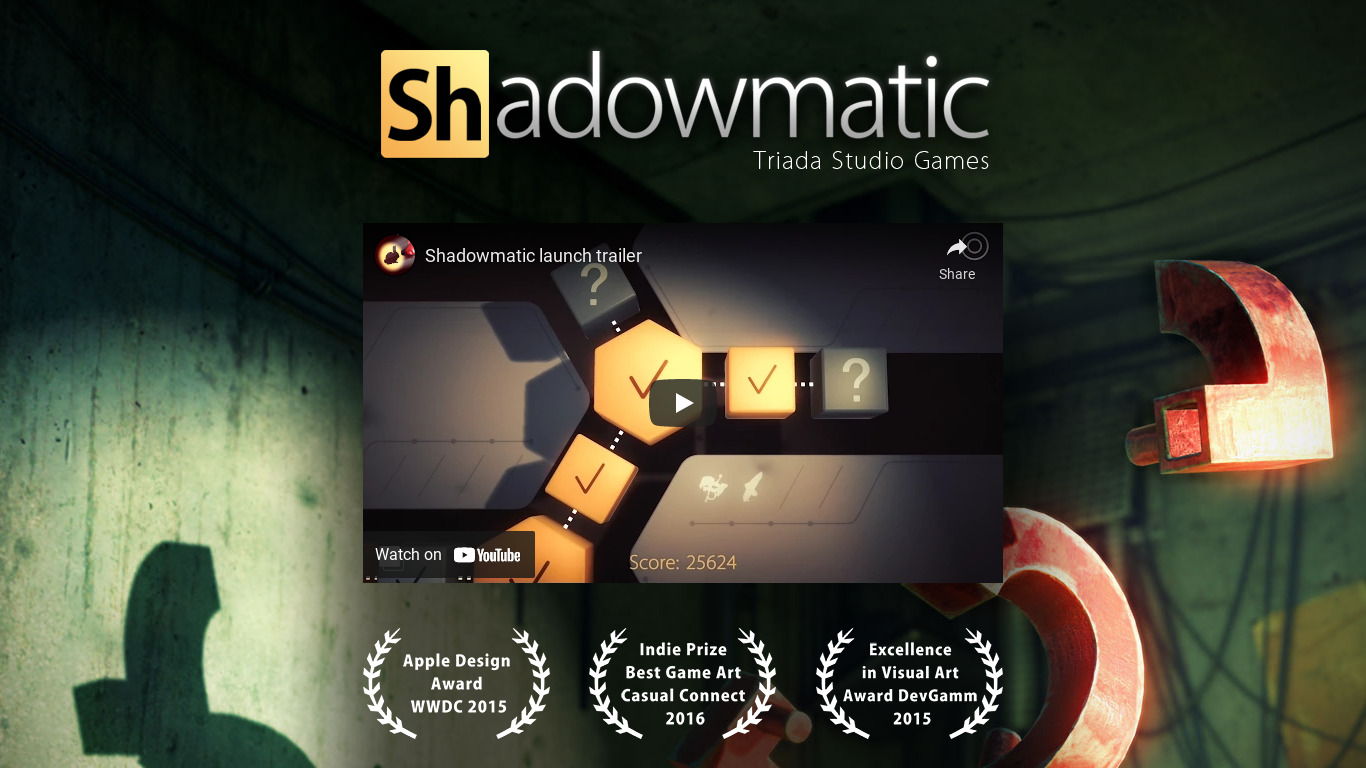Shadowmatic Landing page