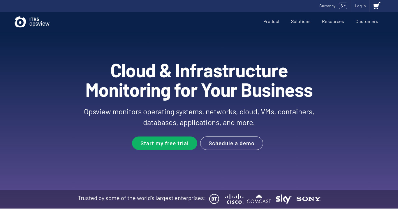 Opsview Monitor Landing page
