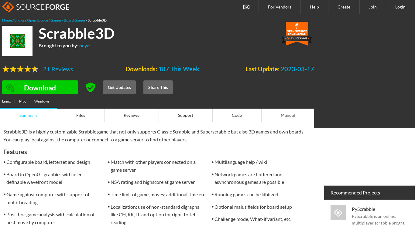 Scrabble3D Landing page