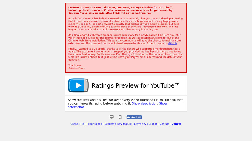 Ratings Preview for YouTube Landing Page
