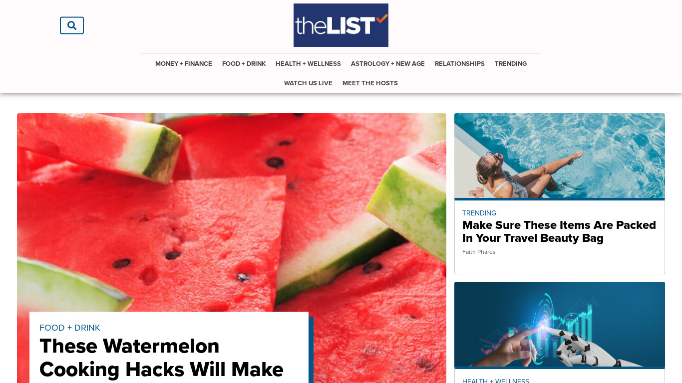 The List Landing page