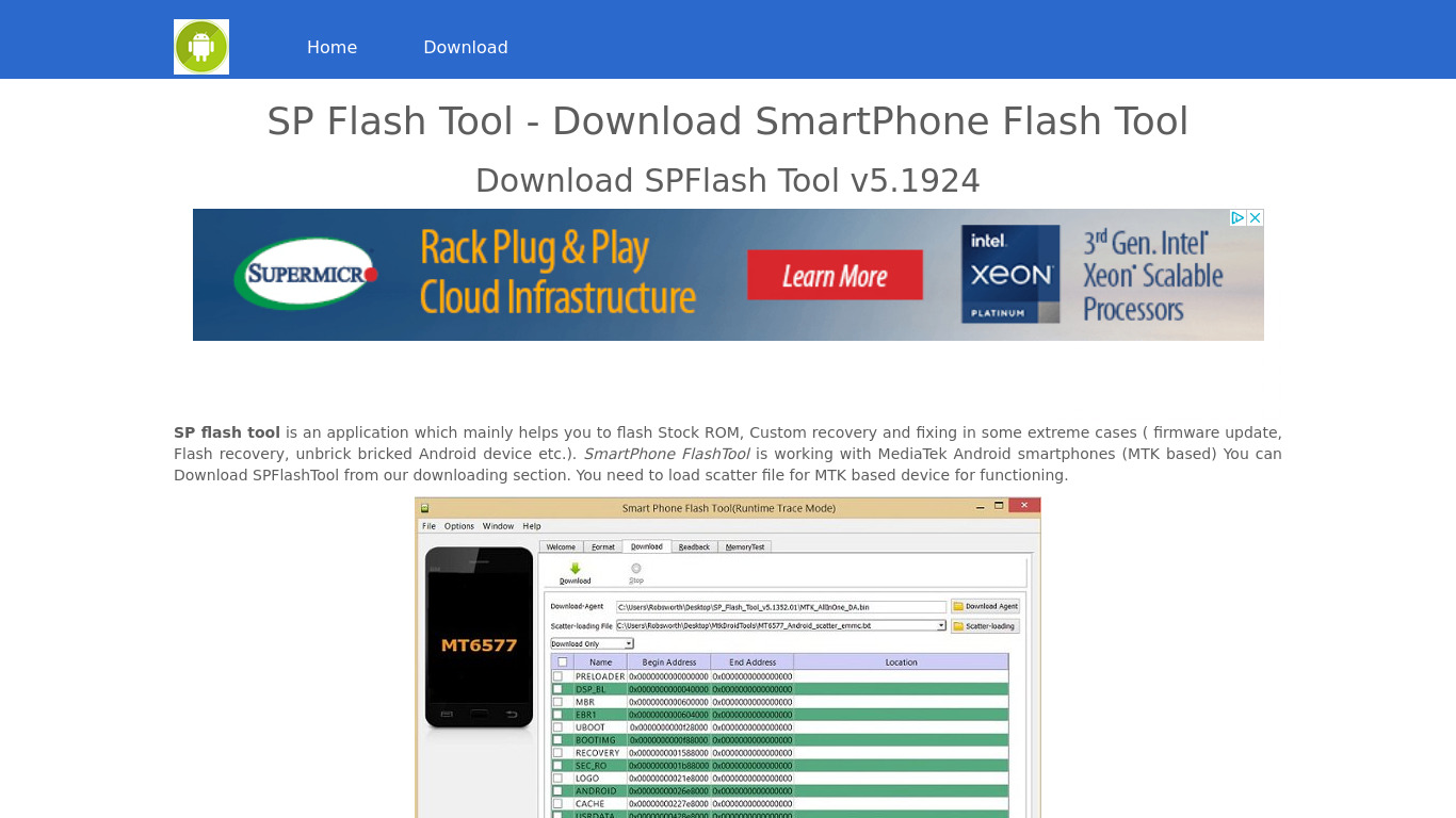 Sp Flash Tool Landing page