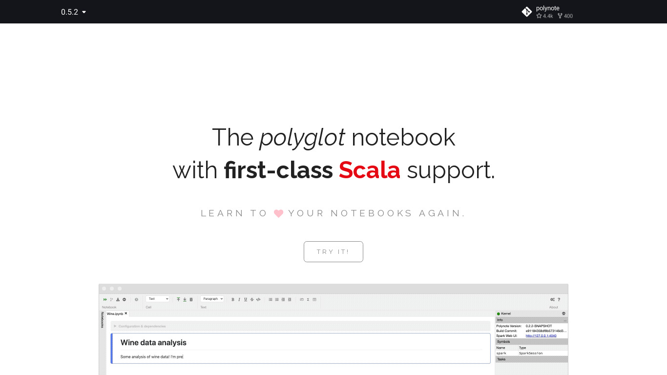 Polynote Landing page