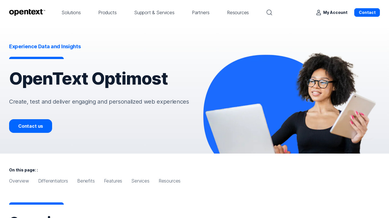 OpenText Optimost Landing page