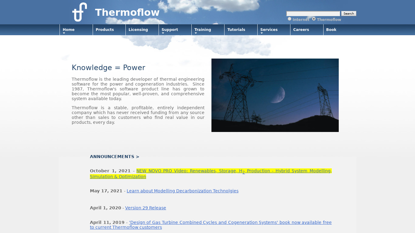 Thermoflow Landing page