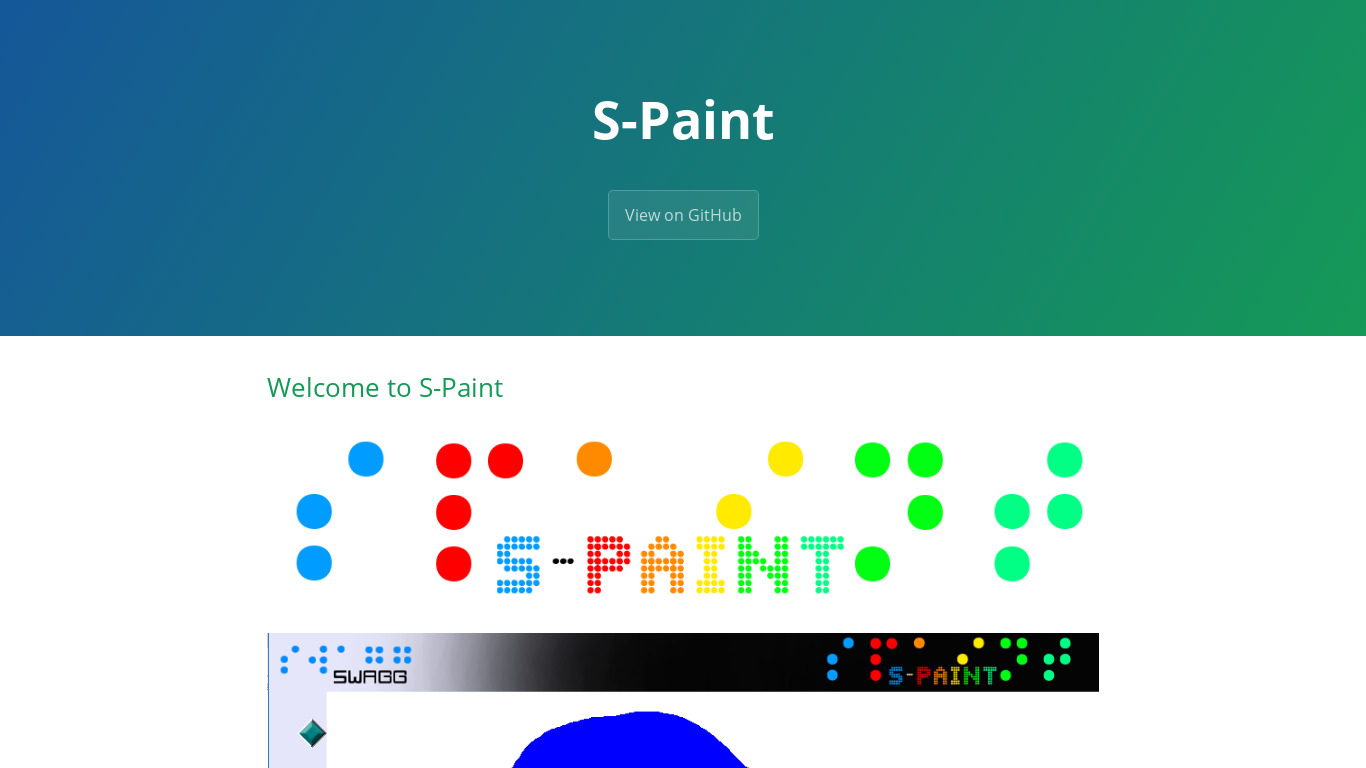 S-Paint Landing page