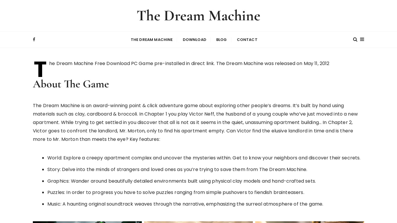 The Dream Machine Landing page