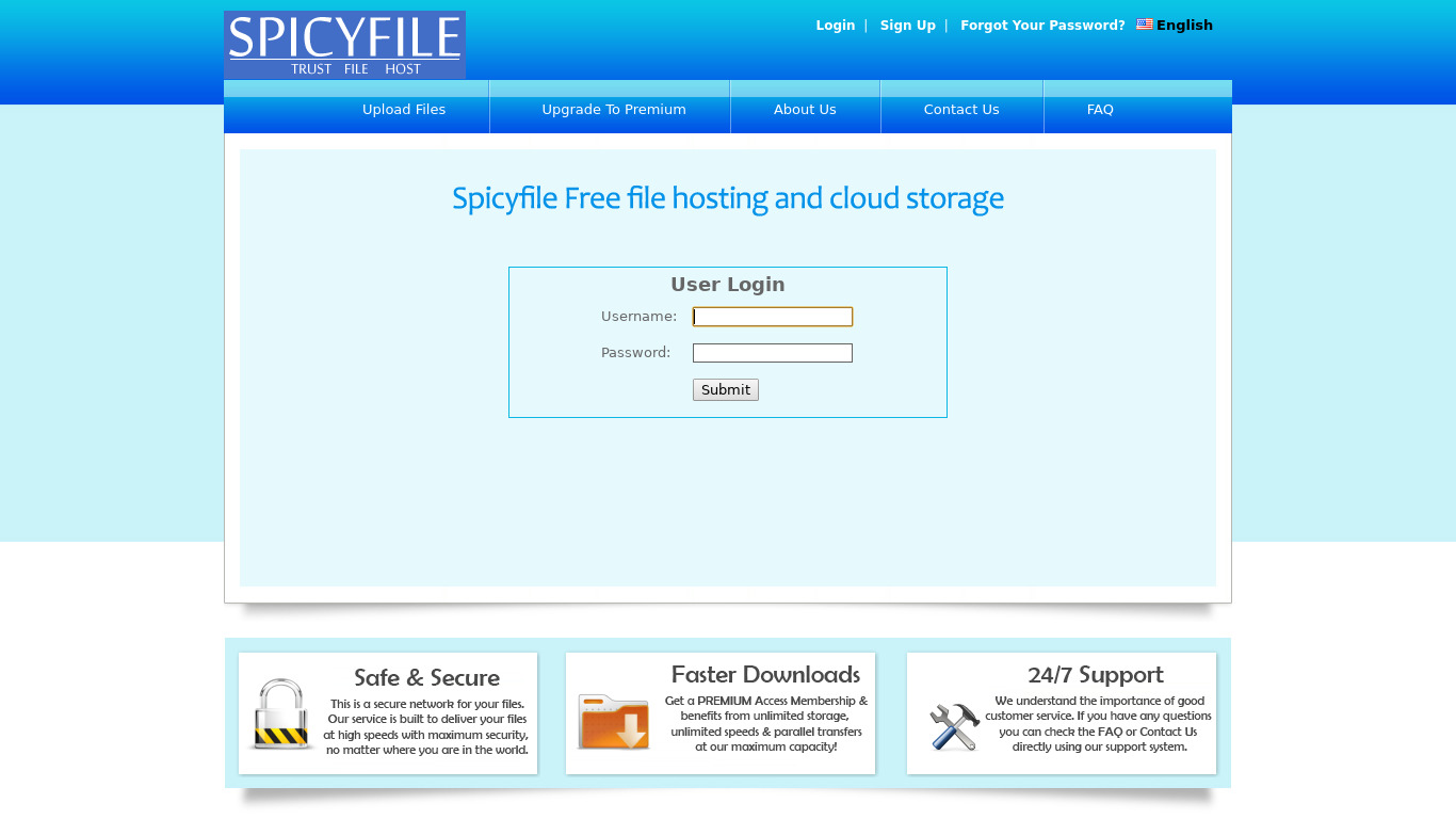 Spicyfile Landing page