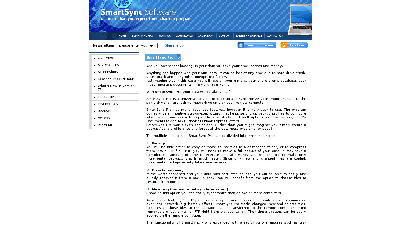 SmartSync Pro Landing page