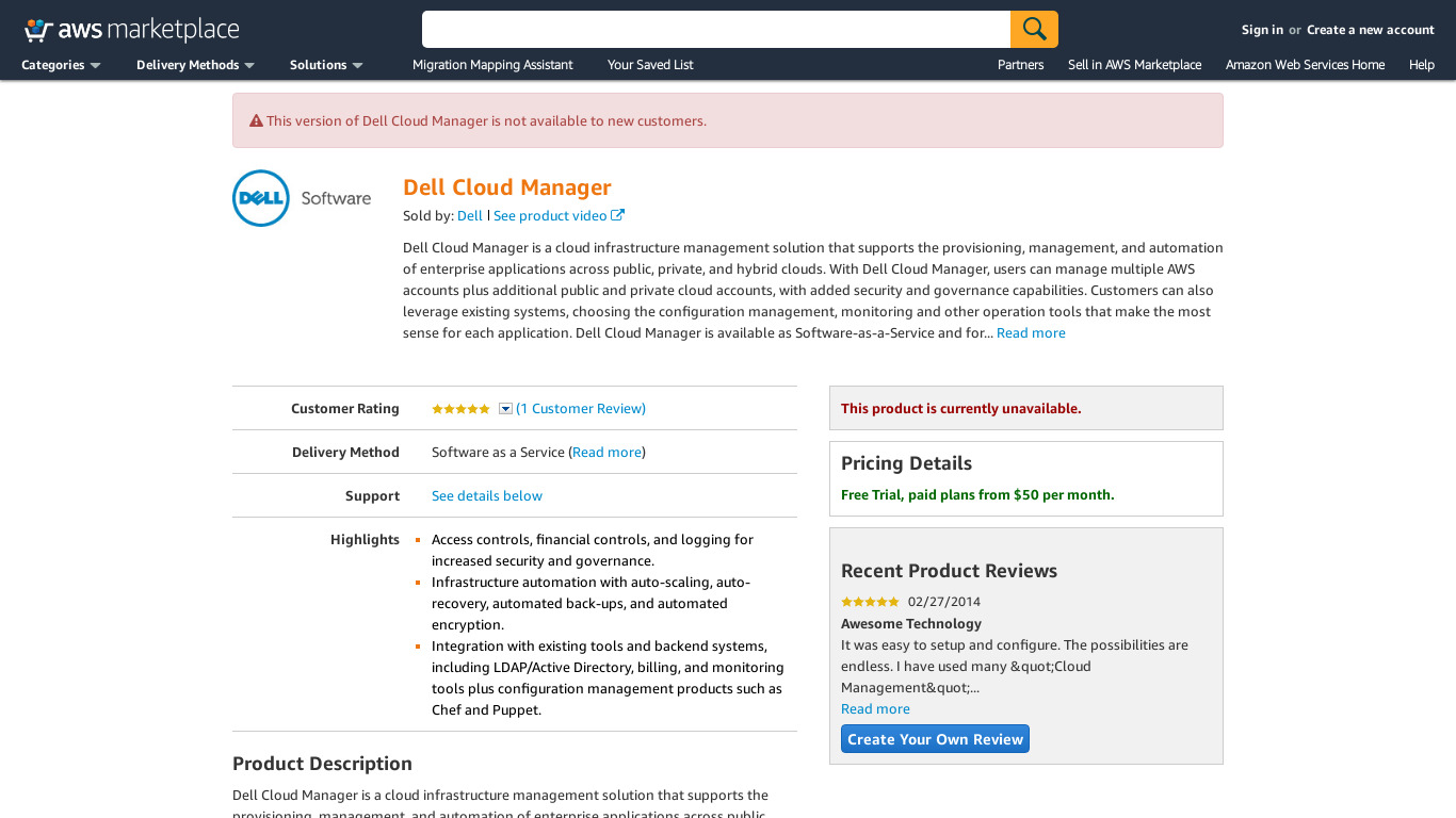 aws.amazon.com Dell Cloud Manager Landing page