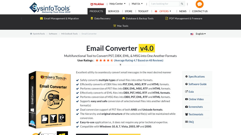 SysInfo Email Converter Landing Page