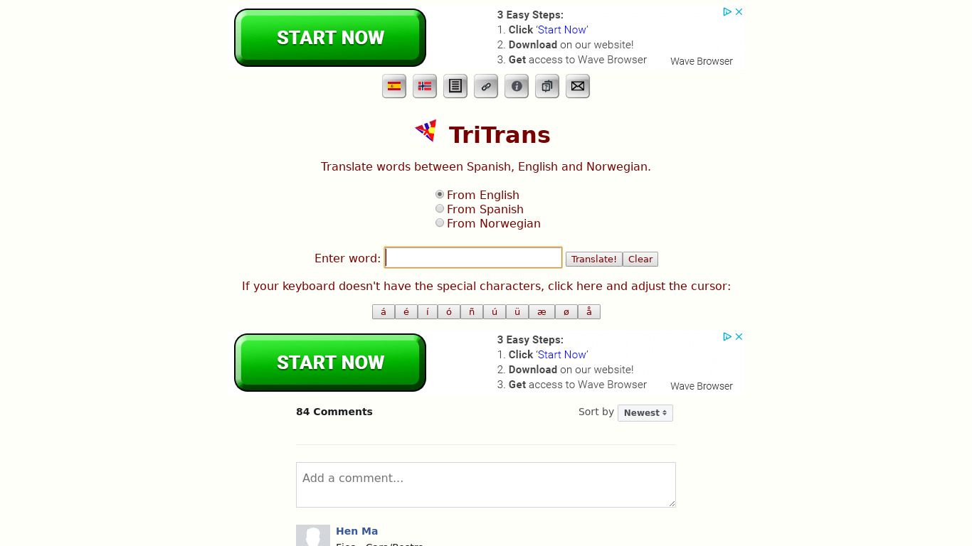 Tritrans Landing page