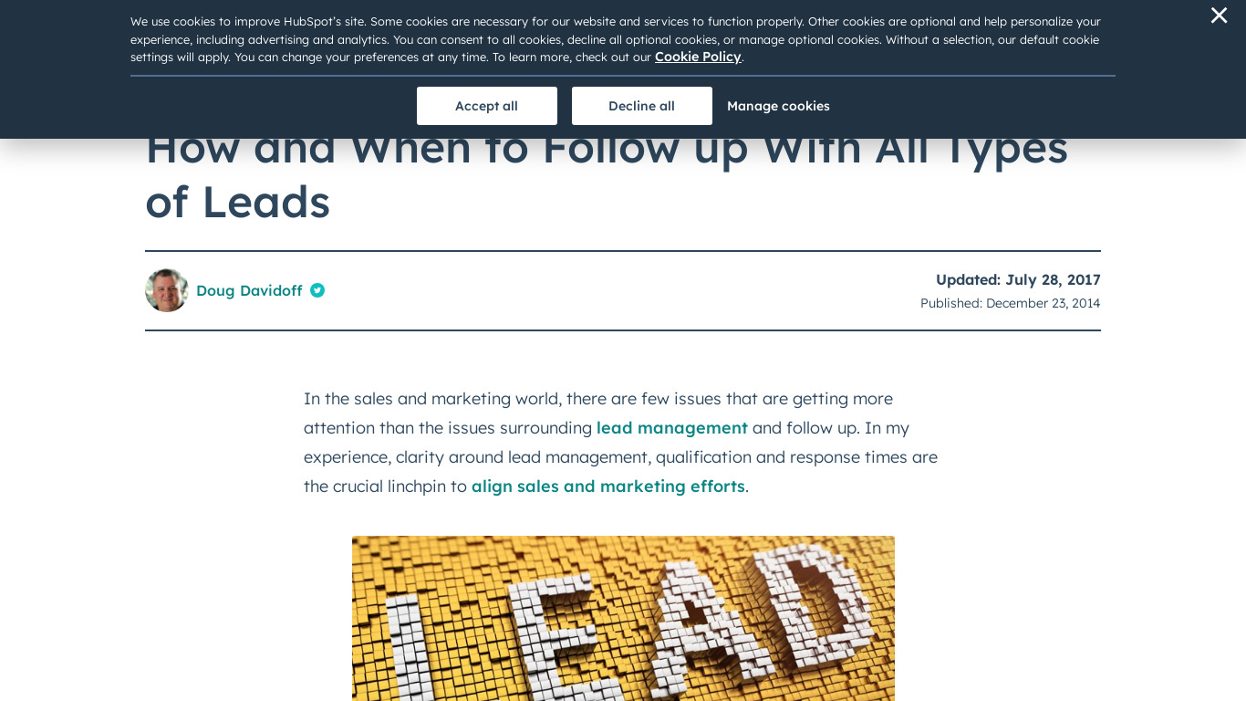 Lead Follow-Up Landing page