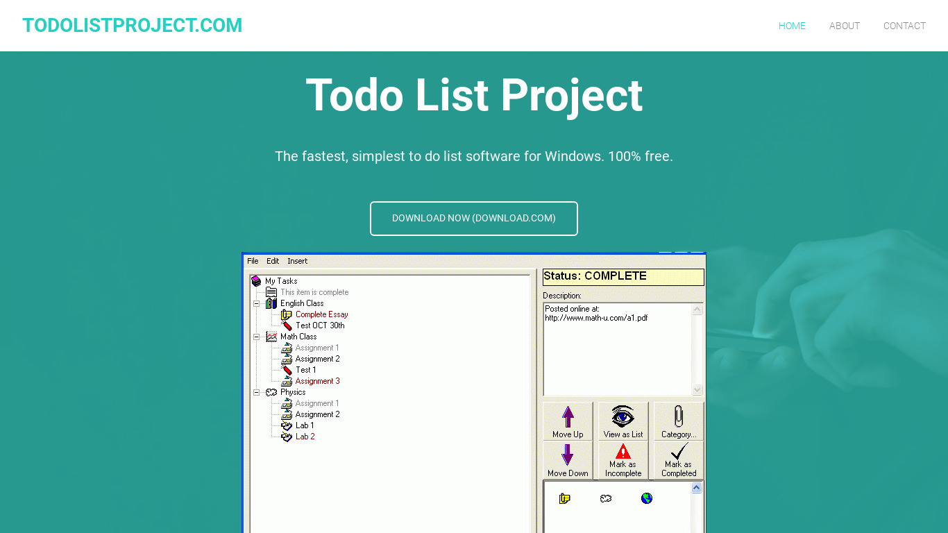 TodoListProject.com Landing page