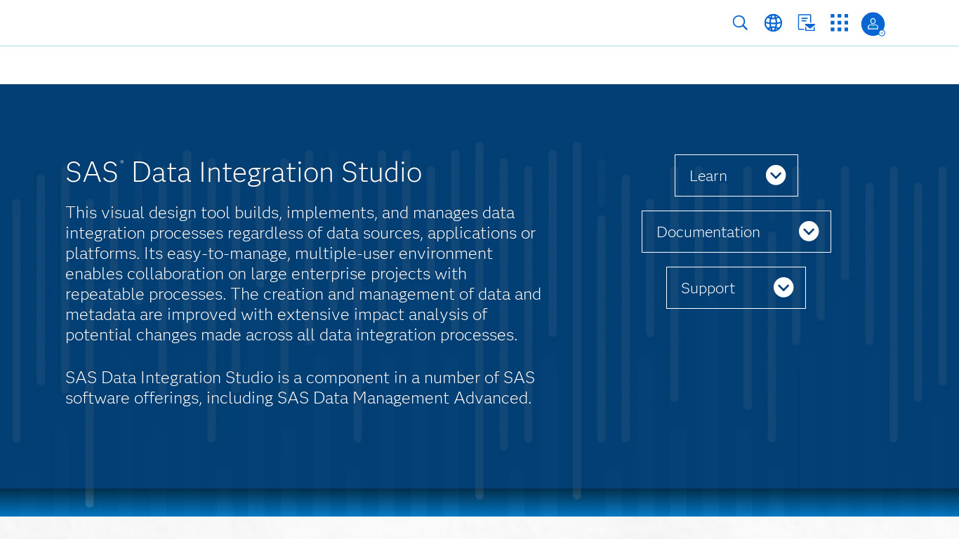 SAS Data Integration Studio Landing page