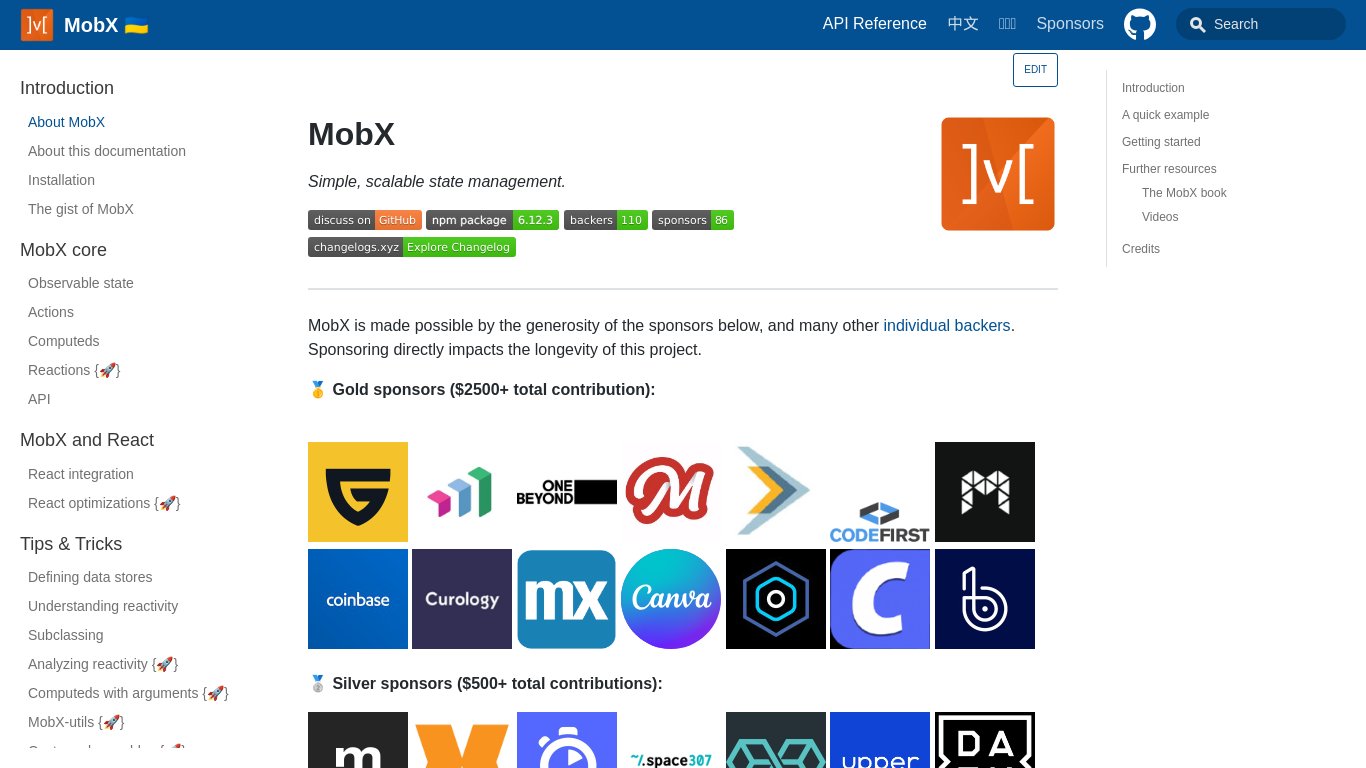 MobX Landing page