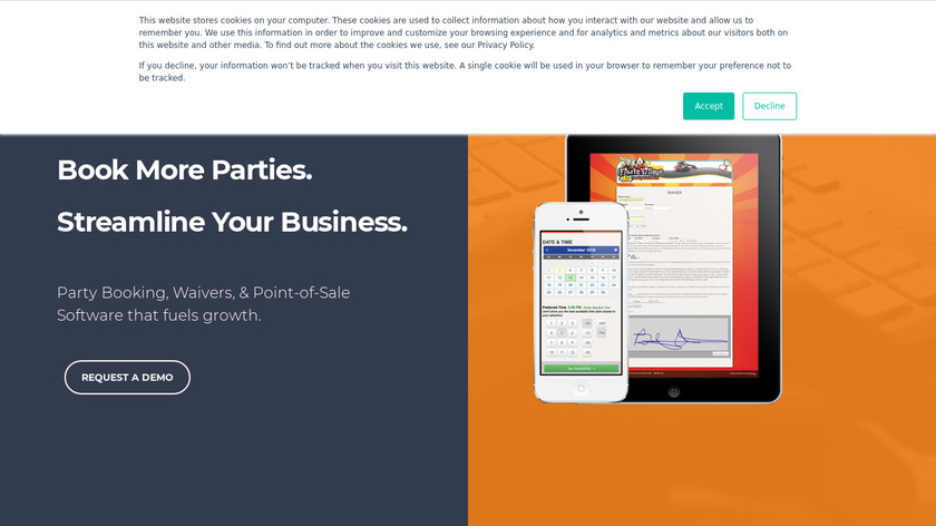 Party Center Software Landing Page
