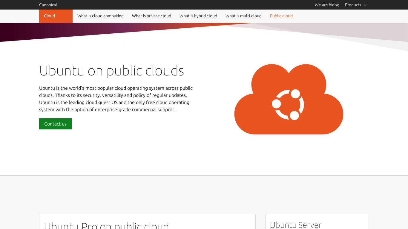 Ubuntu Cloud Landing page