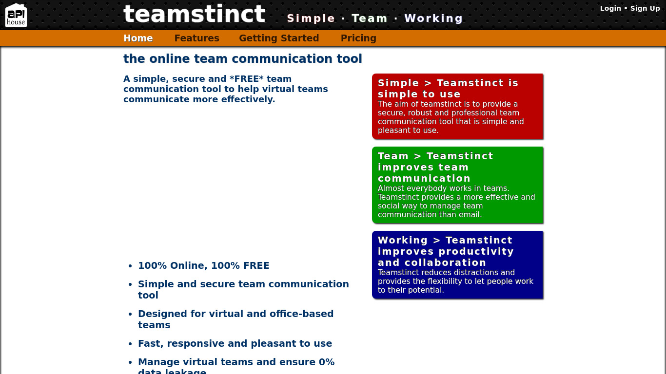 teamstinct.com Landing page