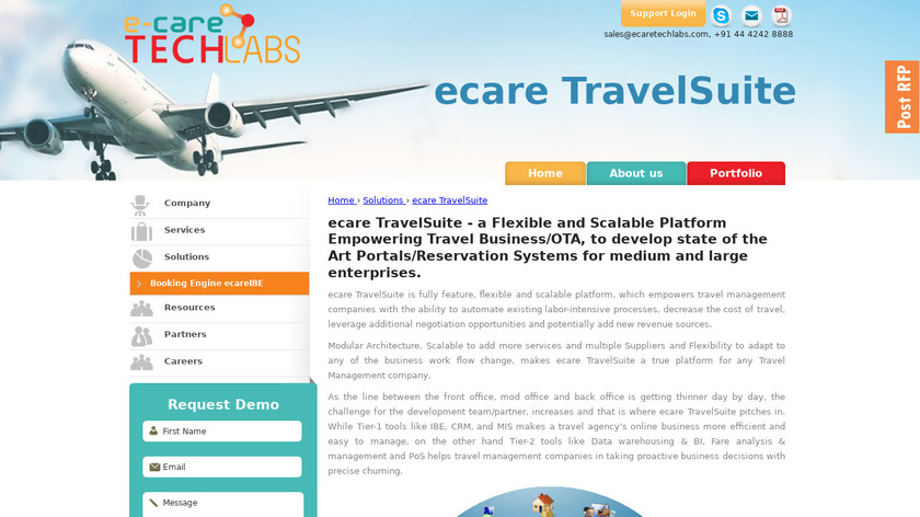 eCare TravelSuite Landing Page